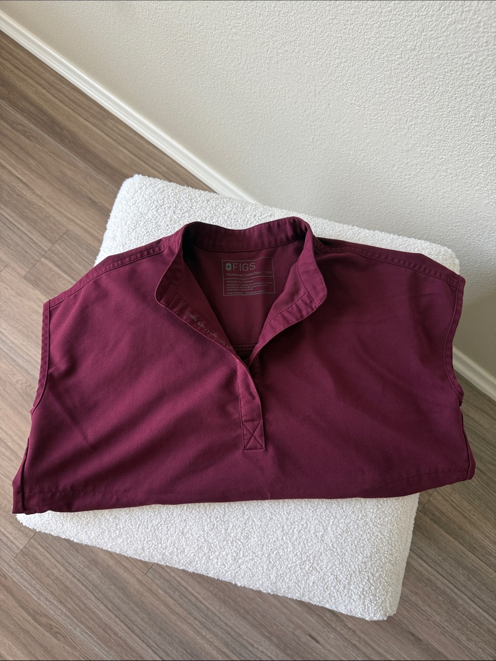 Figs Women's Deep Burgundy V-Neck Tunic Top